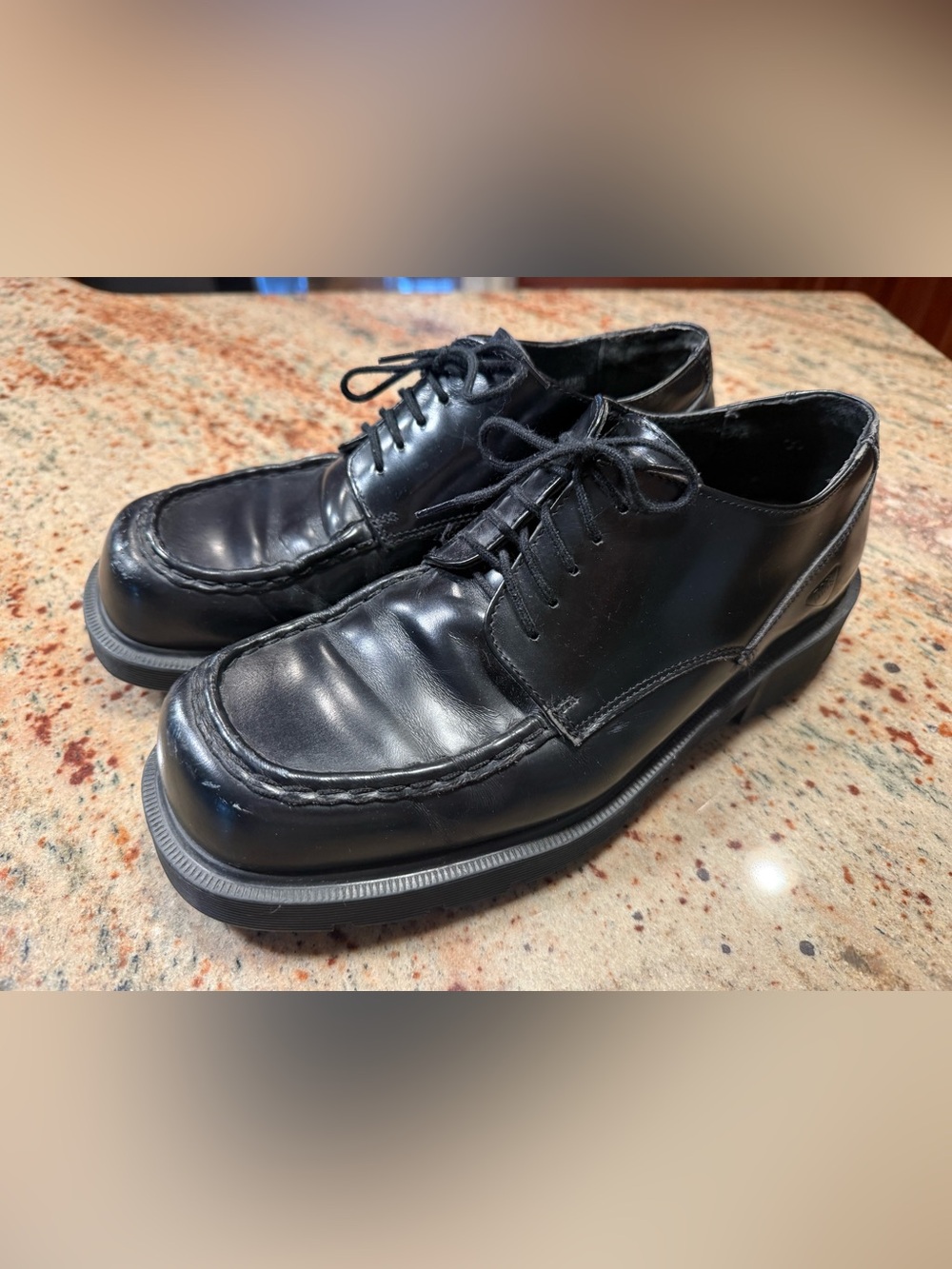 Vtg 90s Dr. Martens Black Leather Oxford Lace Up Loafers 8747 Lug Sole Mens Sz 9